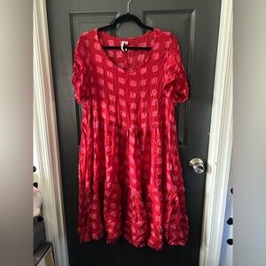 Block-print Red Dress